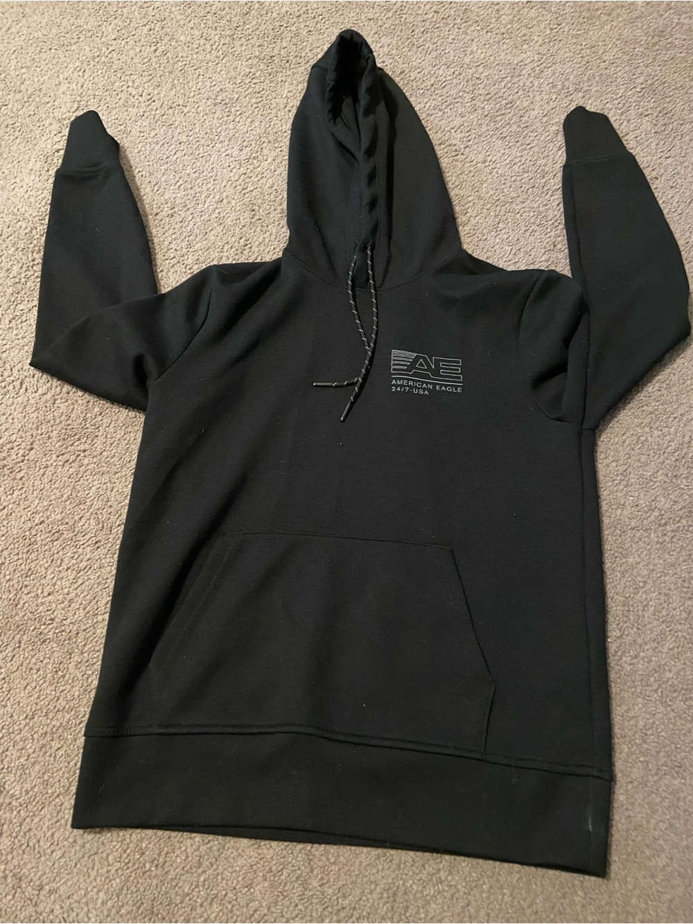 American Eagle Outfitters Black Crewneck Hoodie with Small Logo